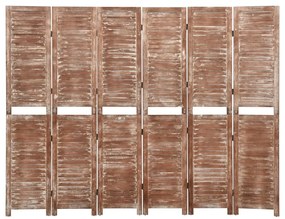 Biombo c/ 6 painéis 210x165cm madeira paulownia maciça castanho