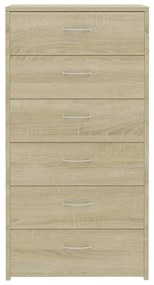 Aparador com 6 gavetas 50x34x96 cm contraplacado cor carvalho