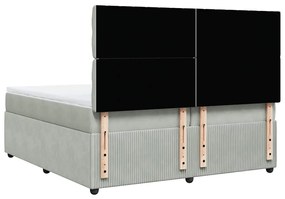 Cama com molas/colchão 200x200 cm veludo cinzento-claro