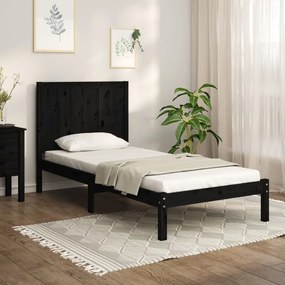 vidaXL Estrutura de cama 100x200 cm pinho maciço preto