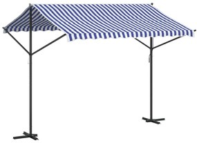 Toldo de pé 300x300 cm tecido e aço azul e branco