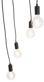 Candeeiro de suspensão moderno preto 35 cm 5 luzes - Facil Moderno