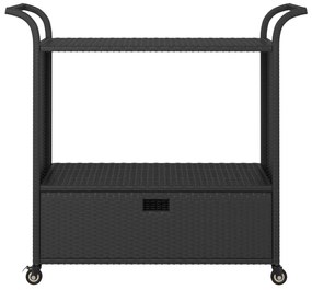 Carrinho de bar com gaveta 100x45x97 cm vime PE preto