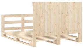 Estrutura de cama com cabeceira 140x200 cm pinho maciço