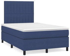Cama box spring c/ colchão e LED 120x190 cm tecido azul