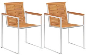 vidaXL Cadeiras de jardim 2 pcs madeira acácia maciça e aço inoxidável