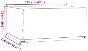 Capas p/ mobília de jardim 2pcs 8 ilhós 160x120x75cm retangular
