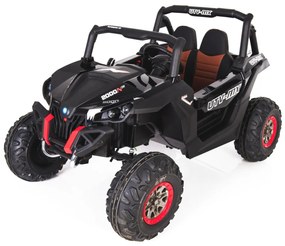 Carro elétrico infantil Buggy RSX 2x12V 2.4Ghz, 4 X MOTOR, controle remoto, dois lugares, chave de ignição, rodas EVA macias, USB, cartão SD Preto