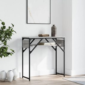 vidaXL Mesa consola c/ prateleira derivados de madeira cinzento sonoma