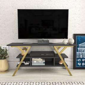 Móvel TV Minerva – Dourado e Antracite – 120x35x55 cm