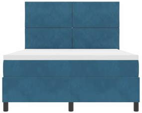 Cama Box com Colchão e LED vidaXL Azul Escuro 140x190 cm Veludo
