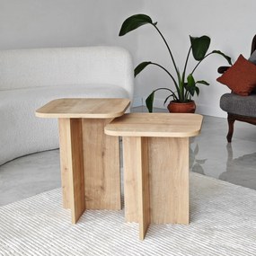 Conjunto de Mesas de Apoio Blues – Cor Carvalho – 40x50x40cm e 40x55x4