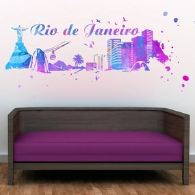 Skyline Rio de Janeiro Aguarela (Tamanho: 146 x 72 cm)