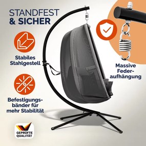 Cadeira suspensa Alvie 190 x 140 x 110 cm Cinzento