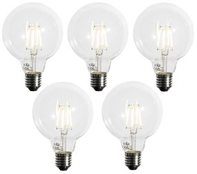 Conjunto de 5 Lâmpadas LED E27 Reguláveis G95 5W 450LM 3000K