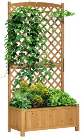 Outsunny Floreira de Jardim com Treliça Caixa de Plantio com Suporte para Plantas Trepadeiras para Cultivo de Plantas Flores para Pátio Terraço Varanda 90x45x180cm Madeira