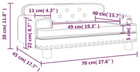 Sofá infantil 70x45x30 cm couro artificial cor creme
