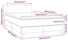 Cama box spring c/ colchão/LED 120x200 cm veludo verde-escuro