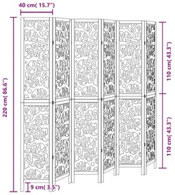 Biombo com 6 painéis madeira de paulownia maciça preto