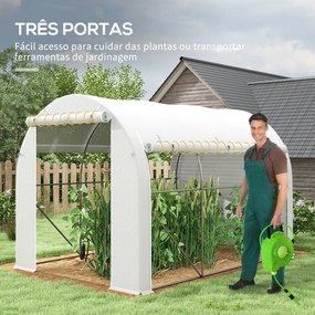 Outsunny Estufa Tipo Túnel 3x2x2 m Estufa de Jardim com 3 Portas e 6 J