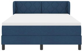 Cama Box Spring com Colchão Azul 140x190 cm em Tecido