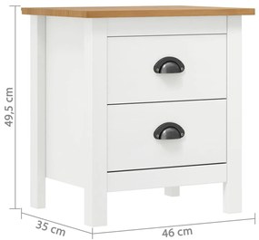 Mesas cabeceira Hill 2 pcs 46x35x49,5cm pinho branco