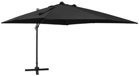 Guarda-sol jardim cantilever c/ poste e luzes LED 300 cm preto
