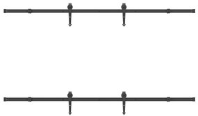 Kit de ferragens para porta deslizante 213,5 cm aço preto