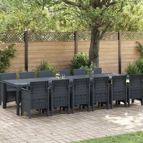 Conjunto de Jantar de Jardim vidaXL 13 Peças Antracite Polirattan