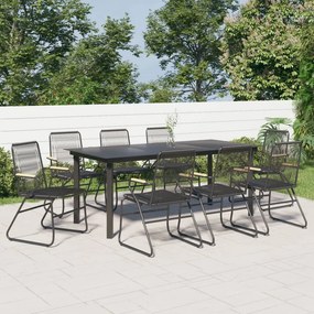 vidaXL 9 pcs conjunto de jantar para jardim vime de PVC preto