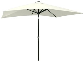 Guarda-sol de jardim com luzes LED e poste de aço 2x3 m areia