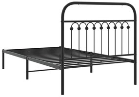 Estrutura de cama com cabeceira 100x200 cm metal preto