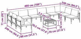 Conjunto de Sofá de Jardim 11 pcs Cinzento-escuro Aço