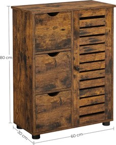 Armário de casa de banho de estilo industrial com porta 60 x 30 x 80 cm Castanho vintage