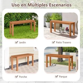 Banco de madeira para jardim com assento de ripas 100 x 30 x 47 cm para a entrada do alpendre do jardim Castanho