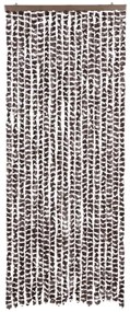 Cortina anti-insetos 56x200 cm chenille castanho e branco