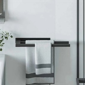 vidaXL Suporte de Toalha Preto 40 x 9 x 4 cm Aço inoxidável