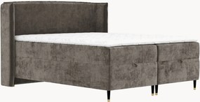 Cama divã em chenille artesanal com arrumação Monpelli, H4
