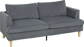 HOMCOM Sofá de 3 Lugares Revestido em Veludo Almofadas Espessas com Molas Assento Largo 2 Almofadas 188x80x86 cm Cinzento Escuro | Aosom Portugal