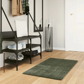 vidaXL Tapete pelo curto macio lavável HUARTE 60x110 cm verde-floresta