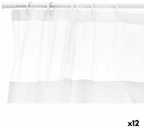 Cortina de Duche 180 x 180 cm Transparente Branco Plástico PEVA (12 Unidades)