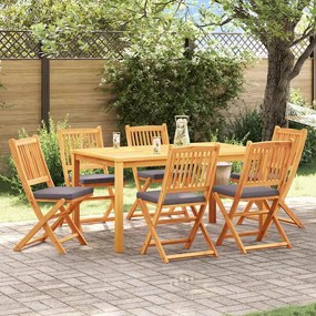 Cadeiras de Jardim Dobráveis vidaXL com Almofada Cinza 6pcs de Madeira Acácia Sólida