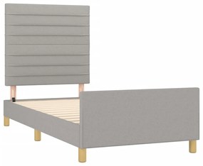 Estrutura de cama sem colchão 100x200 cm tecido cinzento-claro