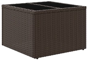 Mesa de jardim com tampo de vidro 55x55x37 cm vime PE castanho