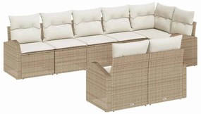 Conjunto de Sofá de Jardim vidaXL 8 Peças com Almofadas Bege Rattan Poliéster
