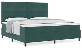 Cama Box Spring com Colchão Verde Escuro 200x200 cm Veludo