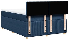 Cama com molas/colchão 140x200 cm tecido azul