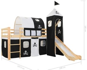 Estrutura de cama infantil c/ escorrega e escada pinho 97x208cm