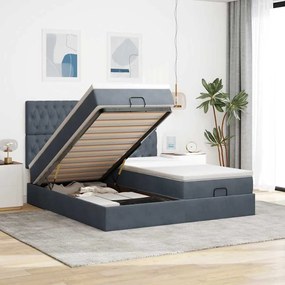Estrutura cama otomana colchões 180x200 cm cinzento escuro