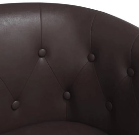 Poltrona com apoio de pés couro artificial castanho